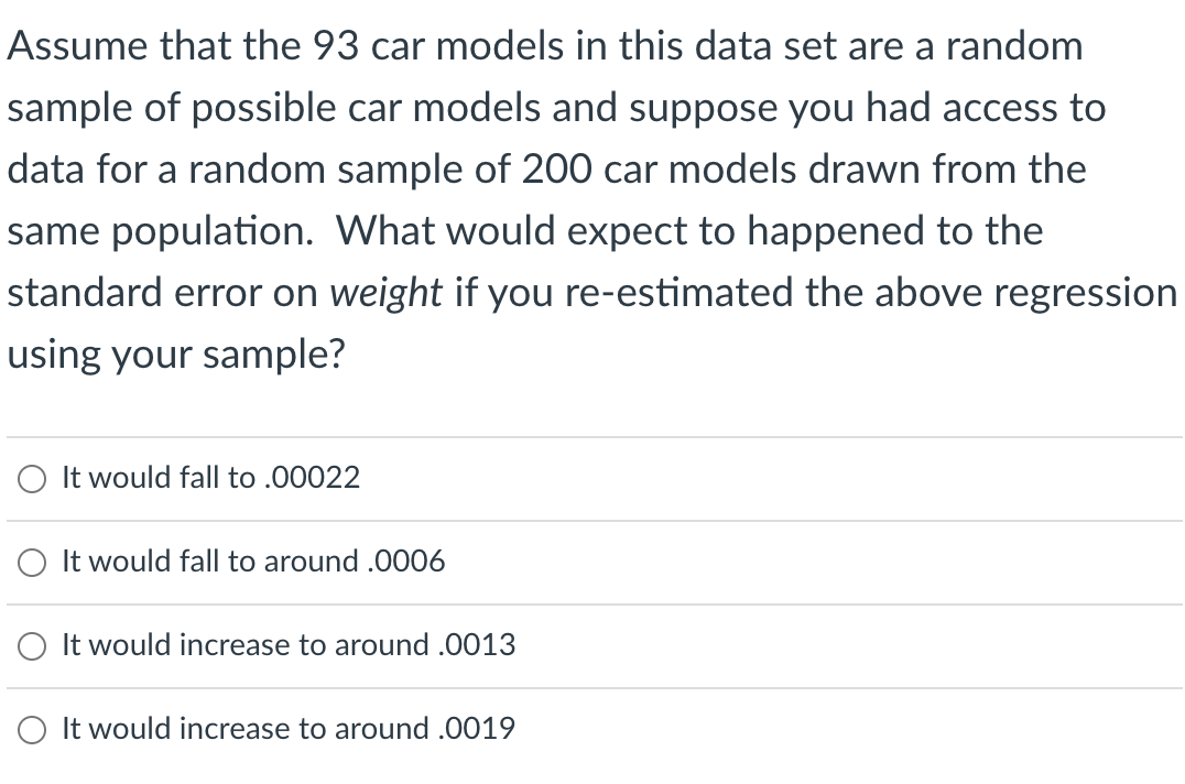 Solved Consider the following regression that uses a sample | Chegg.com