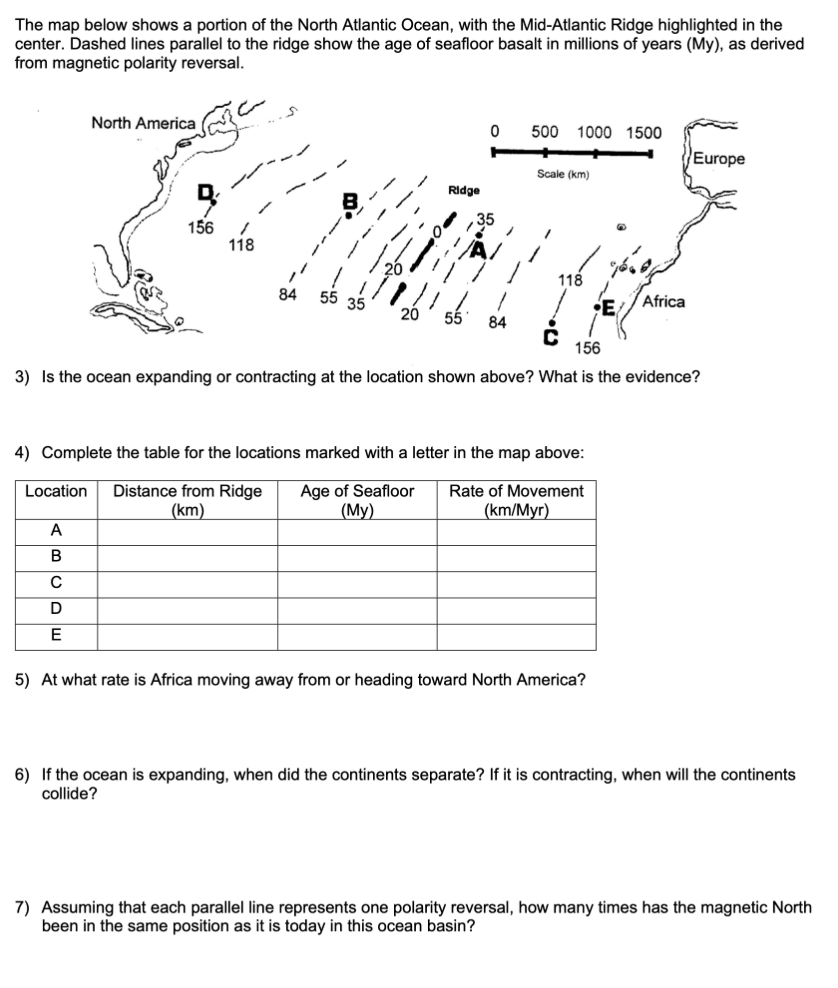 Solved The map below shows a portion of the North Atlantic