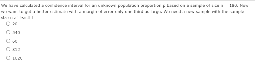 Solved We have calculated a confidence interval for an | Chegg.com