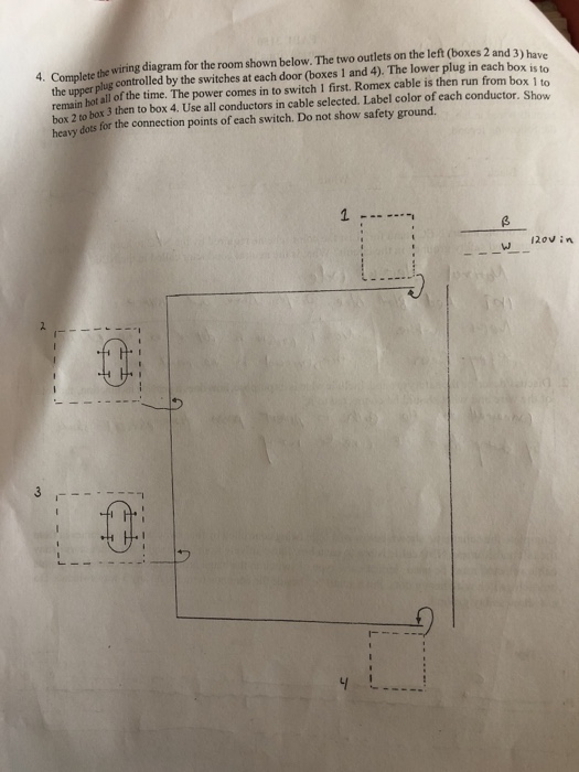 Solved e the wiring diagram for the room shown below. The | Chegg.com