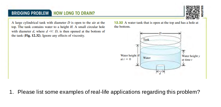Solved BRIDGING PROBLEM HOW LONG TO DRAIN? SOLUTION 12.32 A | Chegg.com