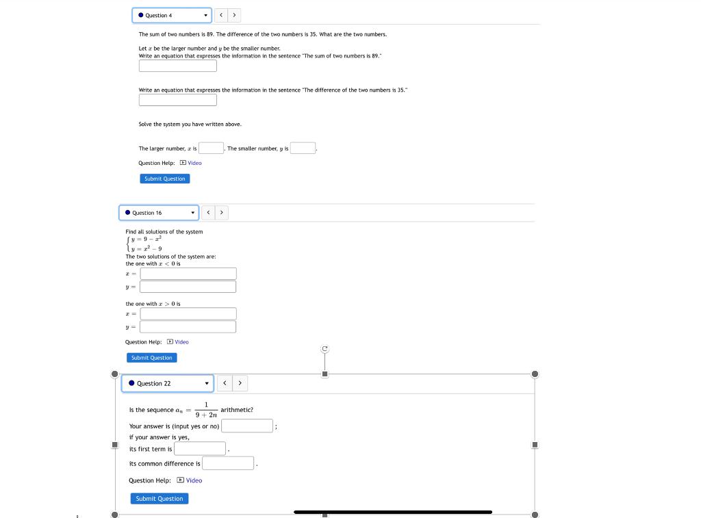Solved Question 4 The sum of two numbers is 89. The | Chegg.com