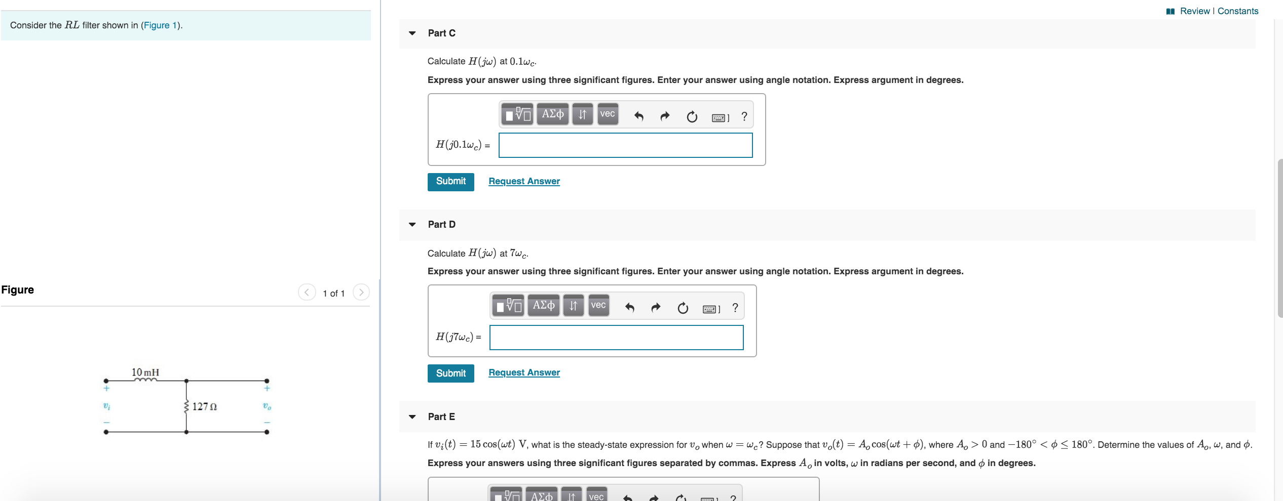 Solved Consider the RL filter shown in (Figure 1). Part A | Chegg.com