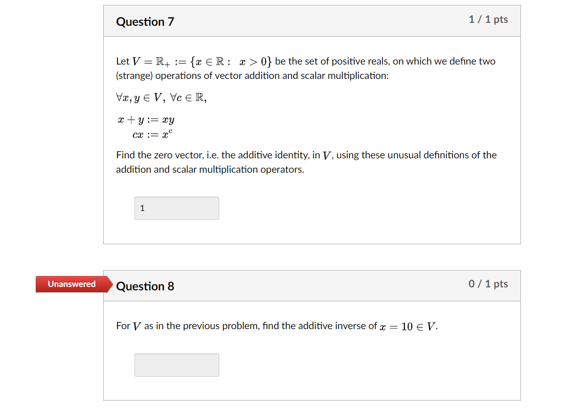 Solved Question 7 1 1 Pts Let V R Ae Er X 0 Be Chegg Com