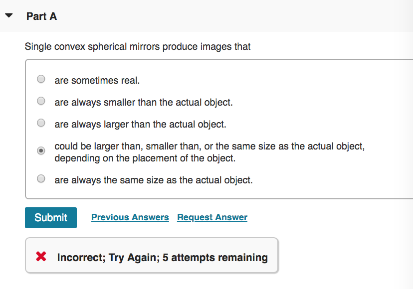 Solved Part A Single convex spherical mirrors produce images