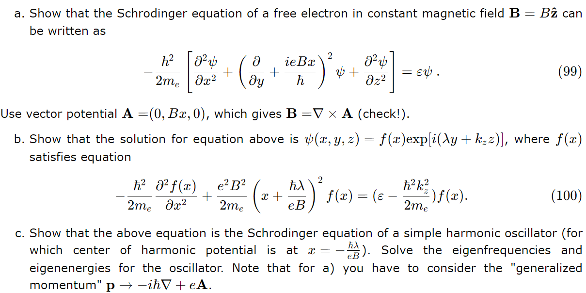 Solved a. Show that the Schrodinger equation of a free | Chegg.com