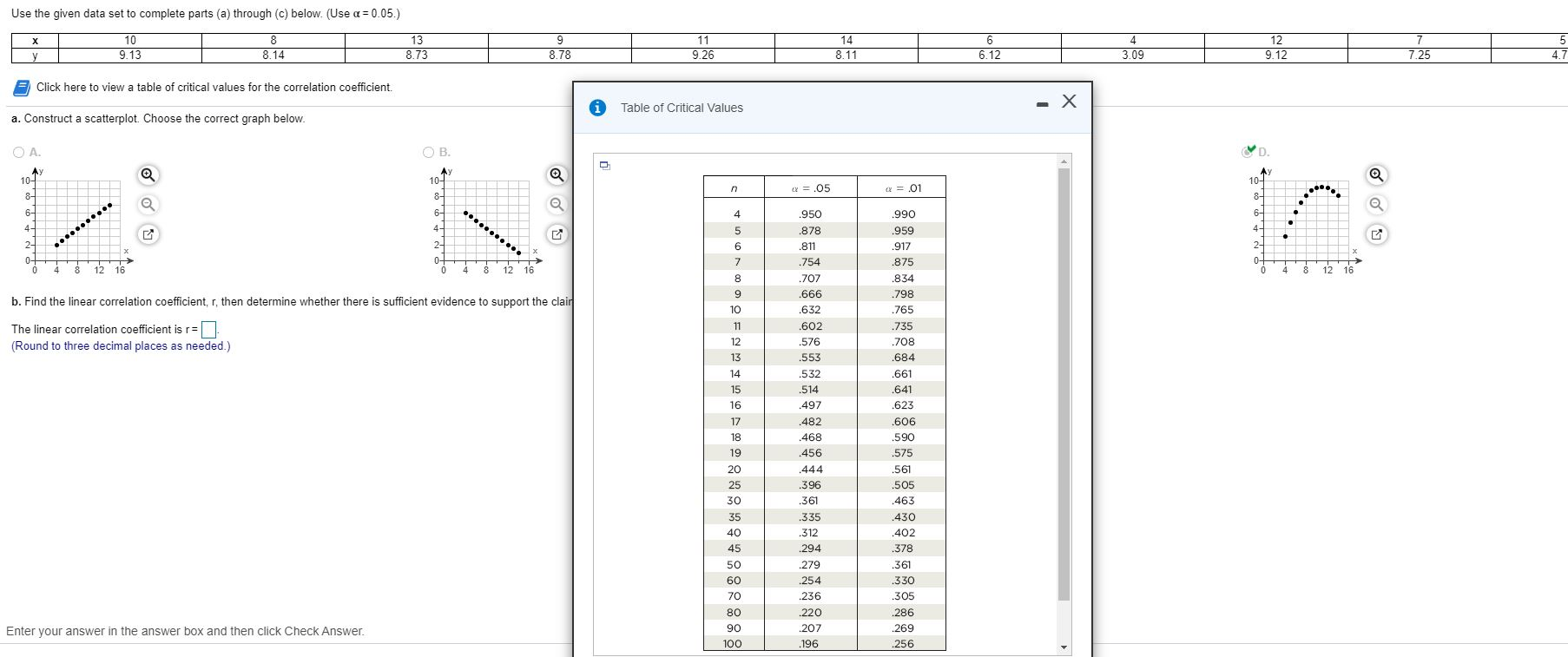Solved Use the given data set to complete parts (a) through | Chegg.com