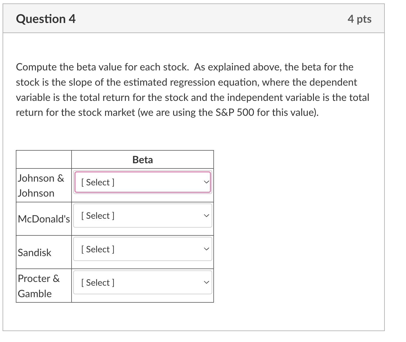 Compute The Beta Value For Each Stock. As Explained | Chegg.com