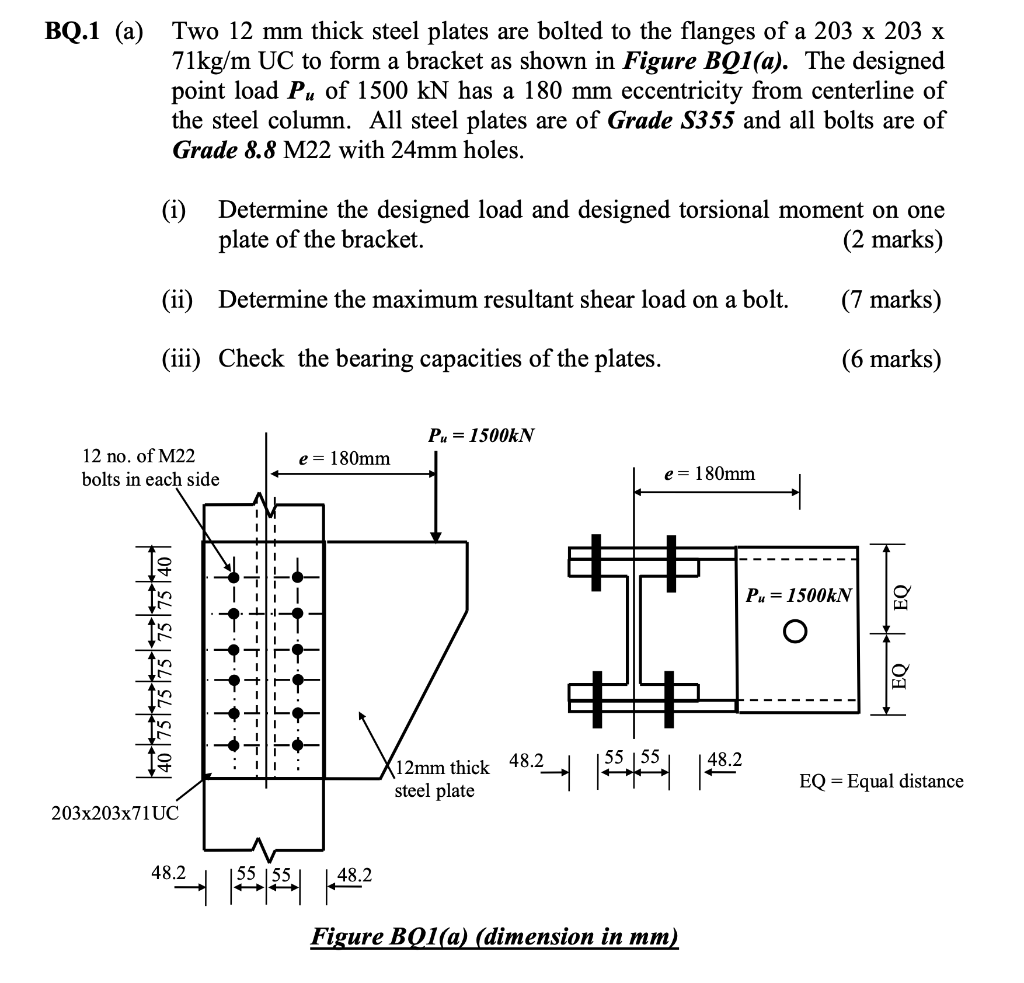 Answered: A bracket, made of steel (oy=220 N/mm2)…