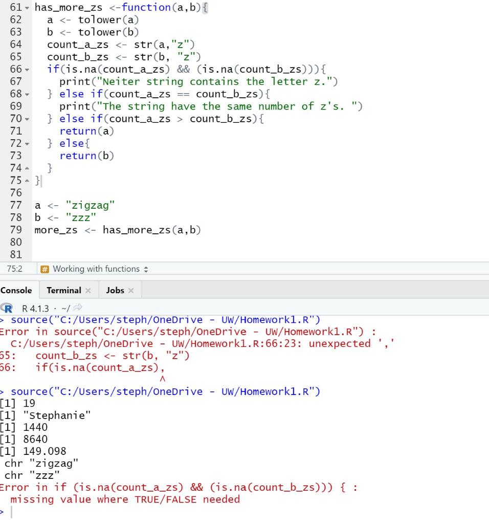 Solved Write a function `has_more_zs` to determine which of | Chegg.com