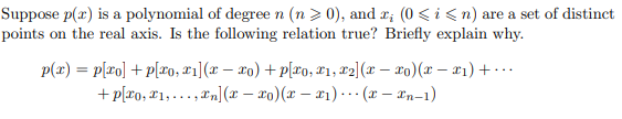 Solved Suppose p(x) is a polynomial of degree n(n⩾0), and | Chegg.com