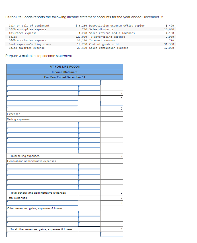 Solved Fit-for-Life Foods reports the following income | Chegg.com