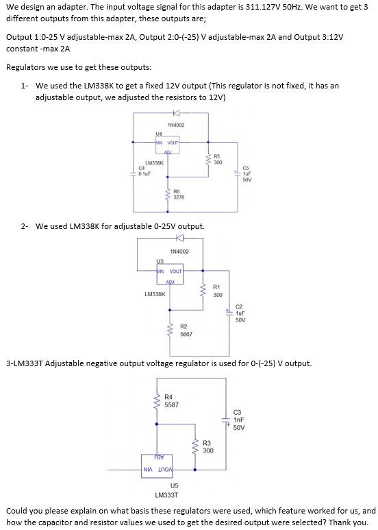 Solved We design an adapter. The input voltage signal for | Chegg.com