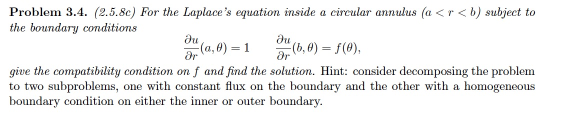 Solved Problem 3.4. (2.5.8c) For the Laplace's equation | Chegg.com