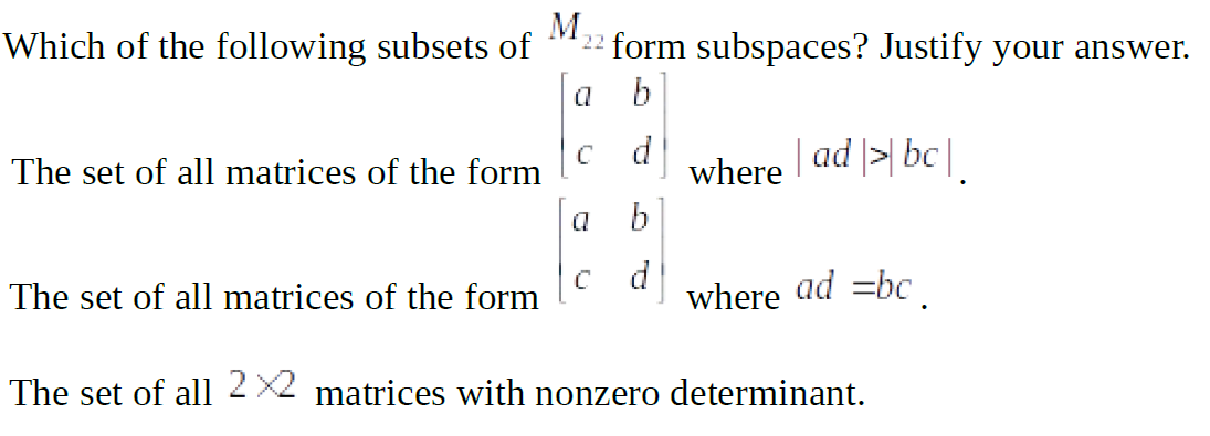 Solved a M Which of the following subsets of 22 form | Chegg.com
