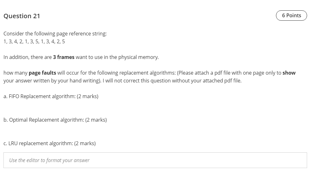 Solved Question 21 6 Points Consider the following page | Chegg.com