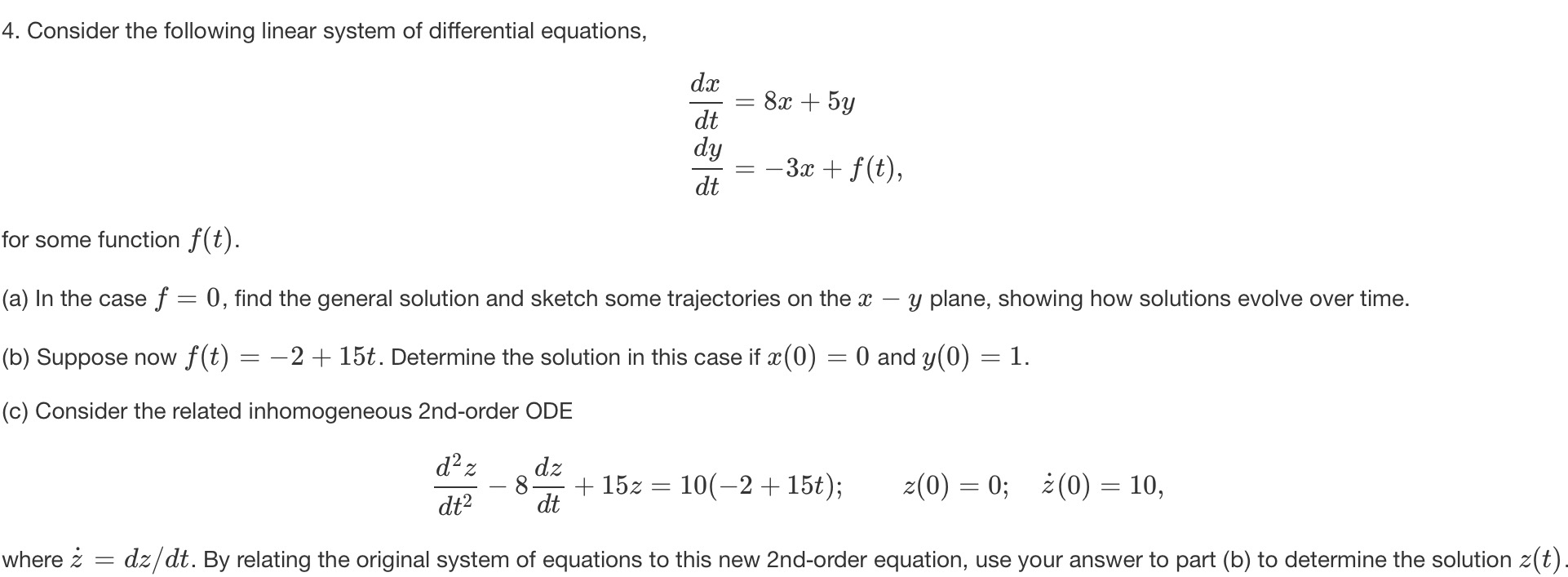 Solved 4. Consider the following linear system of | Chegg.com