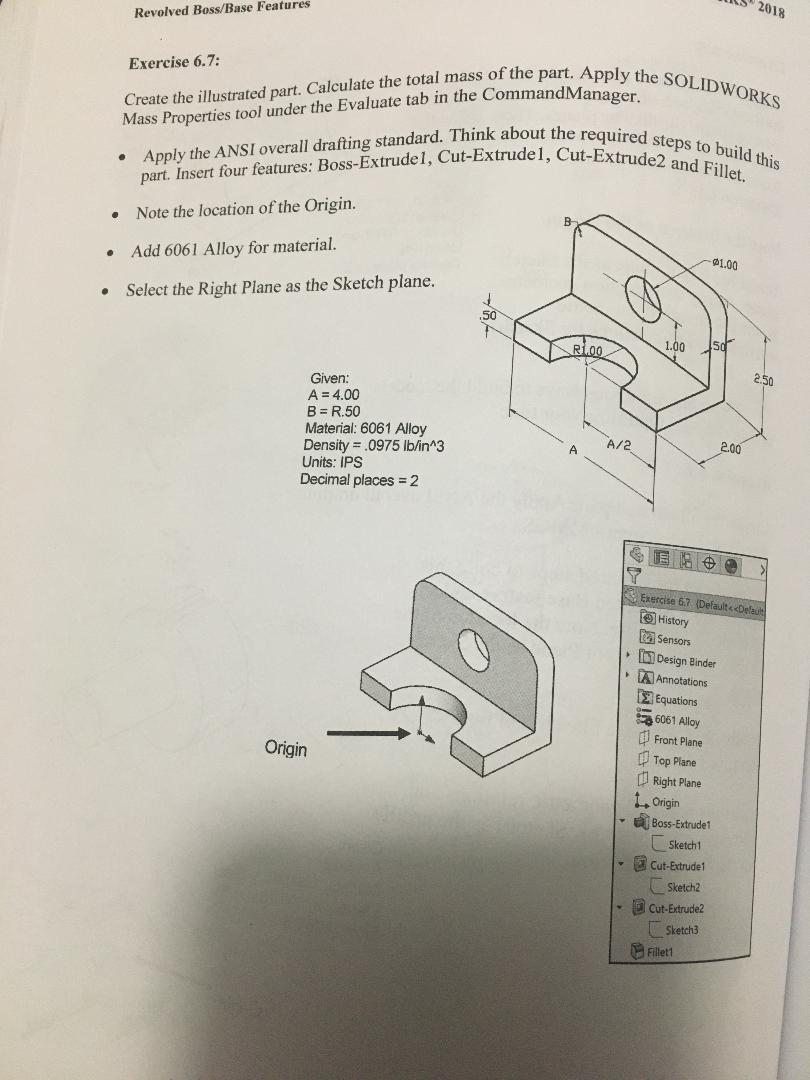 Solved Revolved Boss/Base Features 2018 Exercise 6.7: Create | Chegg.com
