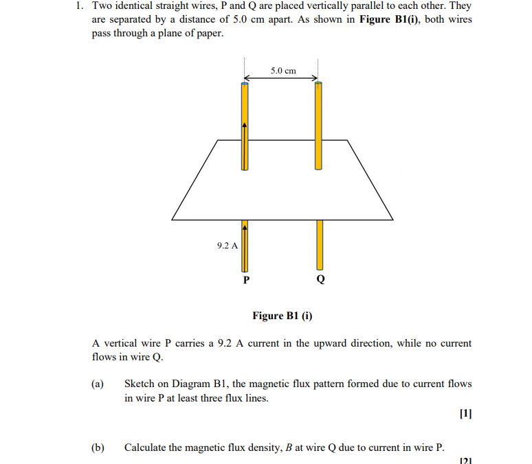 Solved 1. Two identical straight wires, P and Q are placed