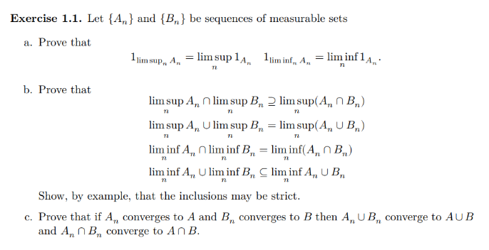 Solved Exercise 1.1. Let {An} And {Bn} Be Sequences Of | Chegg.com