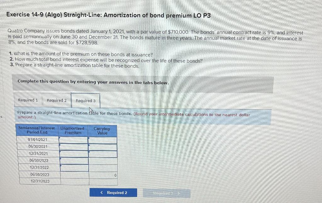 Solved Exercise 14-9 (Algo) Straight-Line: Amortization Of | Chegg.com