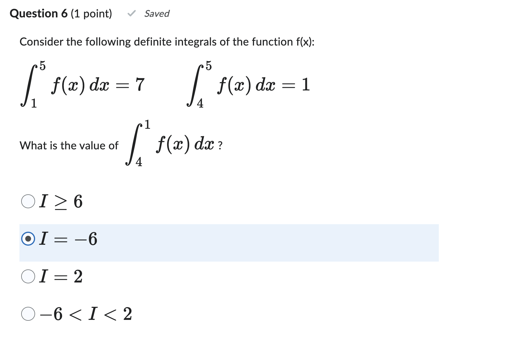 Solved Question 6 (1 ﻿point) ﻿SavedConsider The Following | Chegg.com