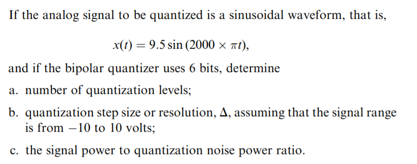 Solved If the analog signal to be quantized is a sinusoidal | Chegg.com