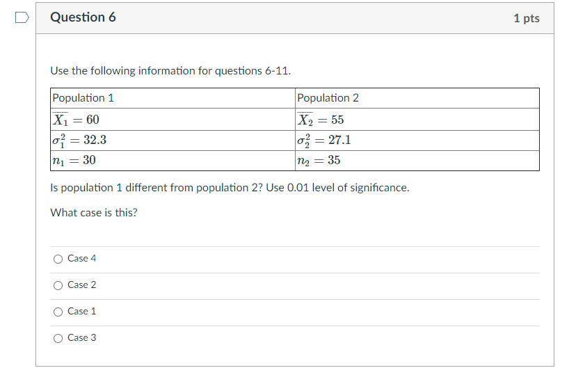 Solved Question 6 1 pts Use the following information for | Chegg.com