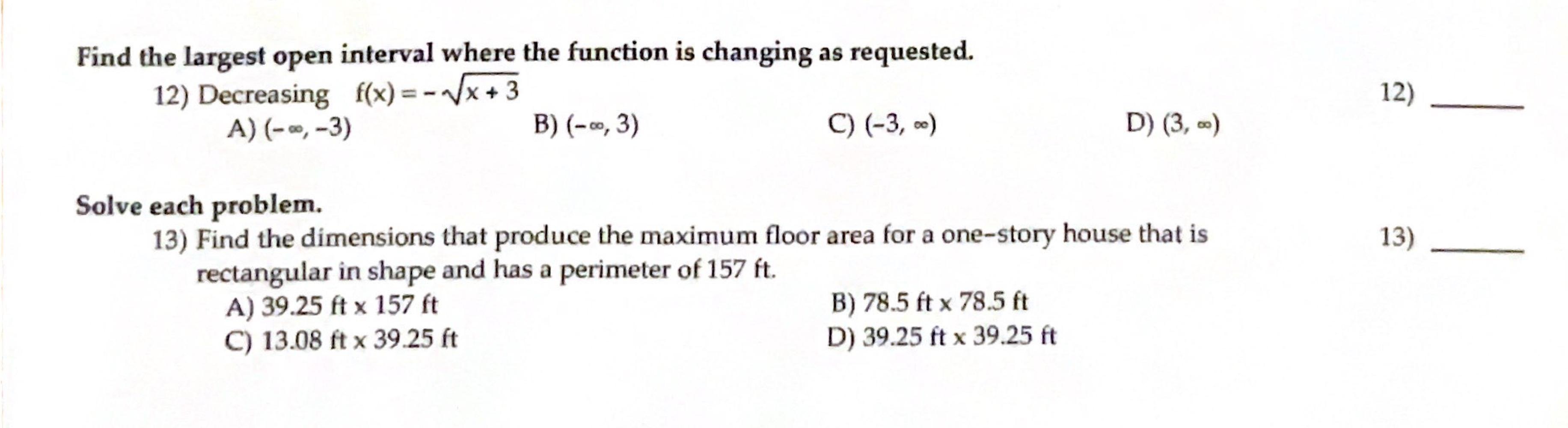 Solved 14) 14) Find the dimensions of the rectangular field | Chegg.com