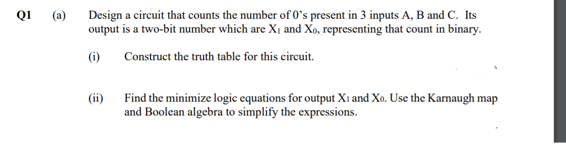 Solved Q1 (a) Design a circuit that counts the number of 0's | Chegg.com