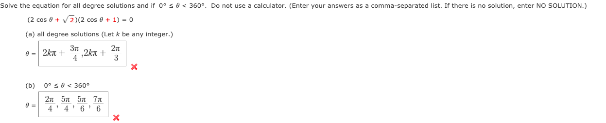Solved Solve the equation for all degree solutions and if 0° | Chegg.com