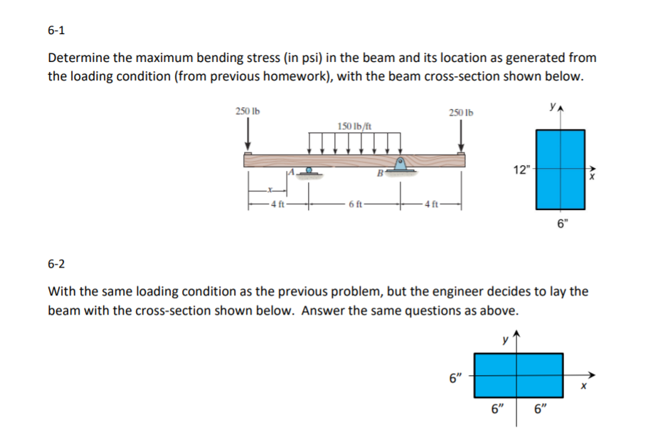 Solved 6-1 Determine the maximum bending stress (in psi) in | Chegg.com