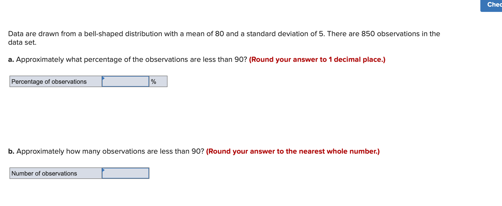 Solved Chec Data are drawn from a bell-shaped distribution | Chegg.com