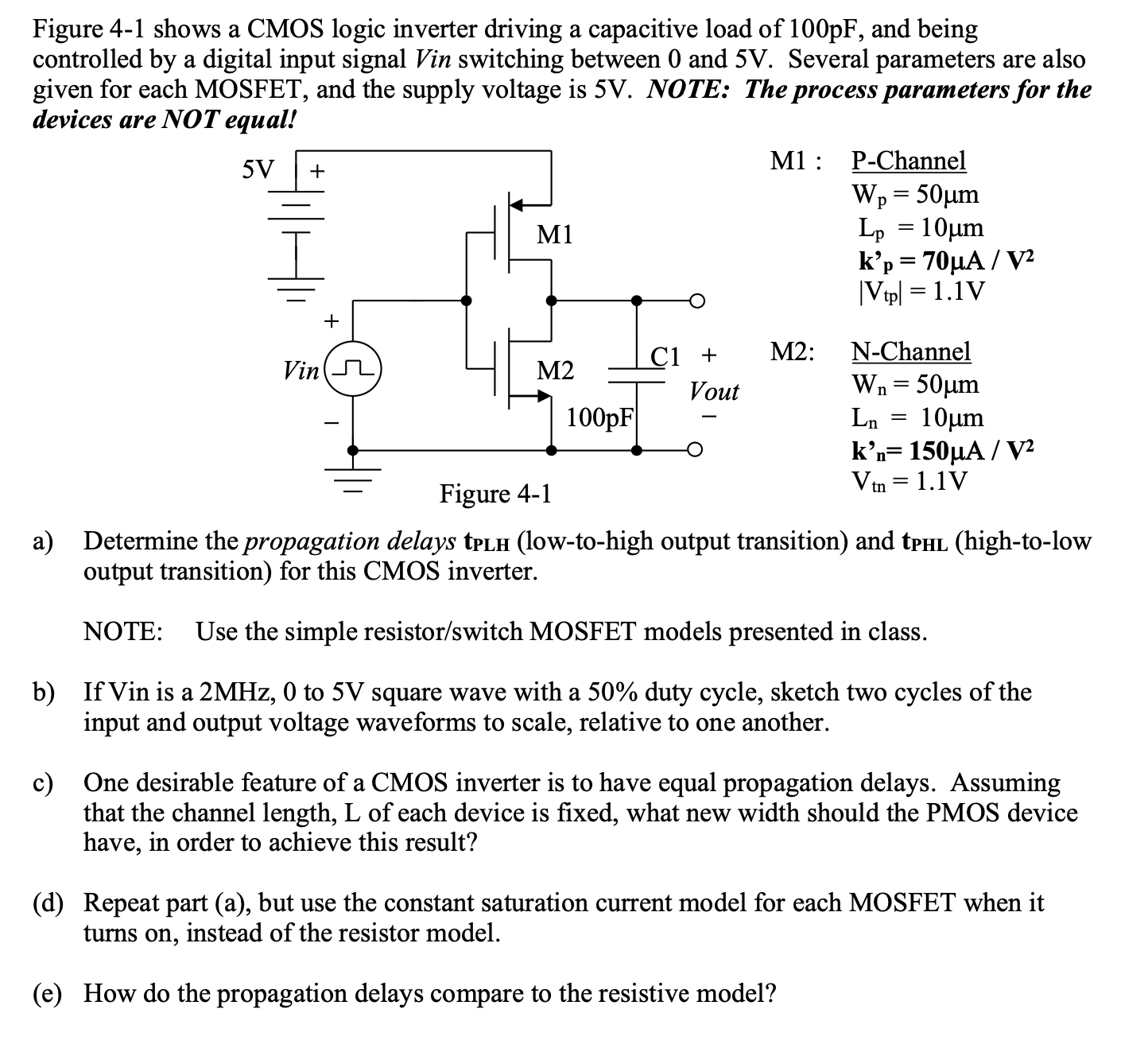 Solved Figure 4-1 shows a CMOS logic inverter driving a | Chegg.com