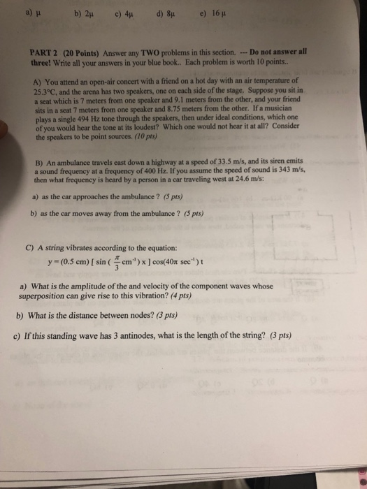 Solved a) u PART 2 (20 Points) Answer any TW0 problems in | Chegg.com