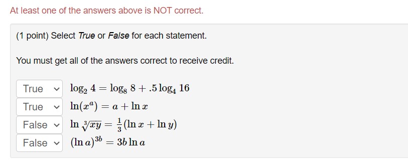 Solved At least one of the answers above is NOT correct. (1 | Chegg.com