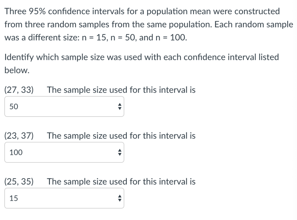 Solved Three 95% confidence intervals for a population mean | Chegg.com
