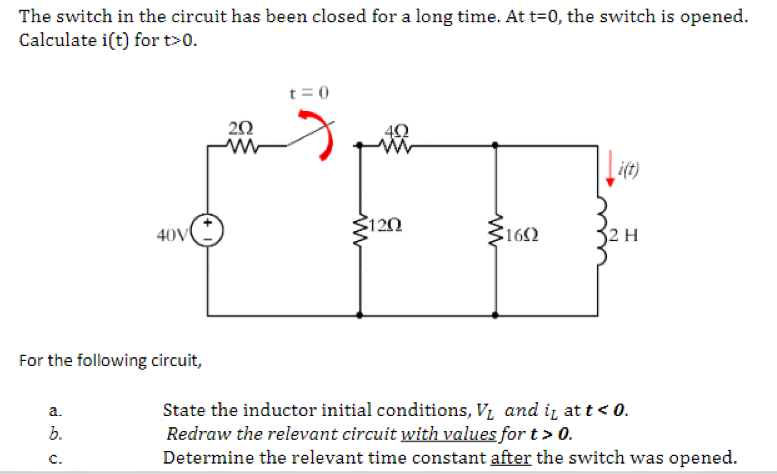 Solved The switch in the circuit has been closed for a long | Chegg.com