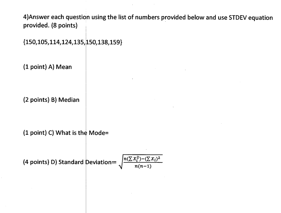 Solved 4)Answer Each Question Using The List Of Numbers | Chegg.com ...