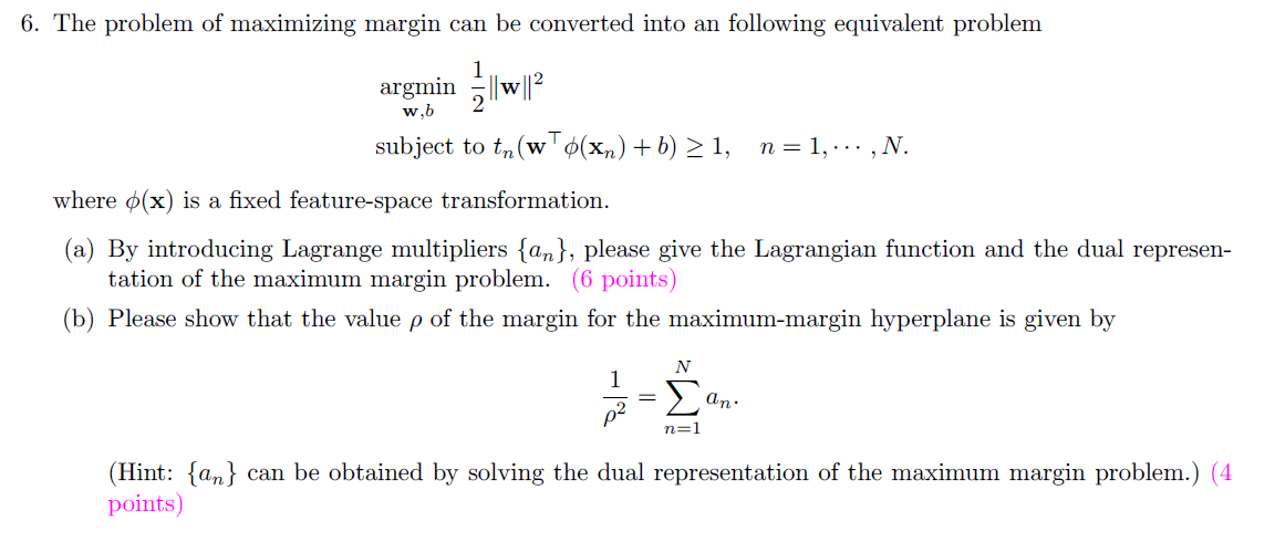 6-the-problem-of-maximizing-margin-can-be-converted-chegg