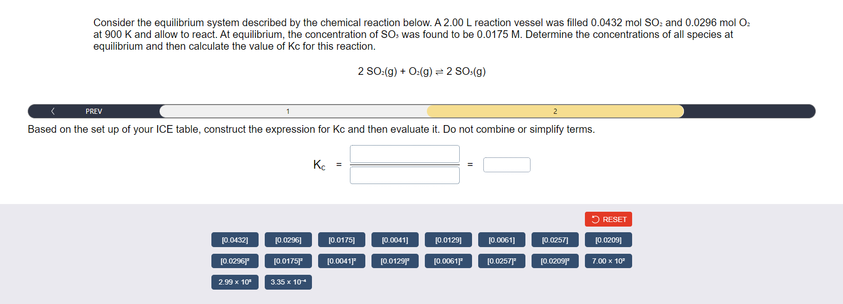 Solved Consider The Equilibrium System Described By The 0548