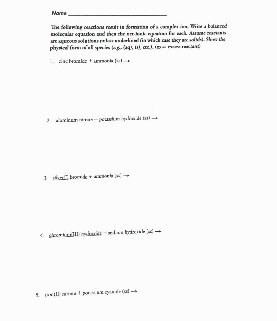 Solved Name The following reactions result in formation of a