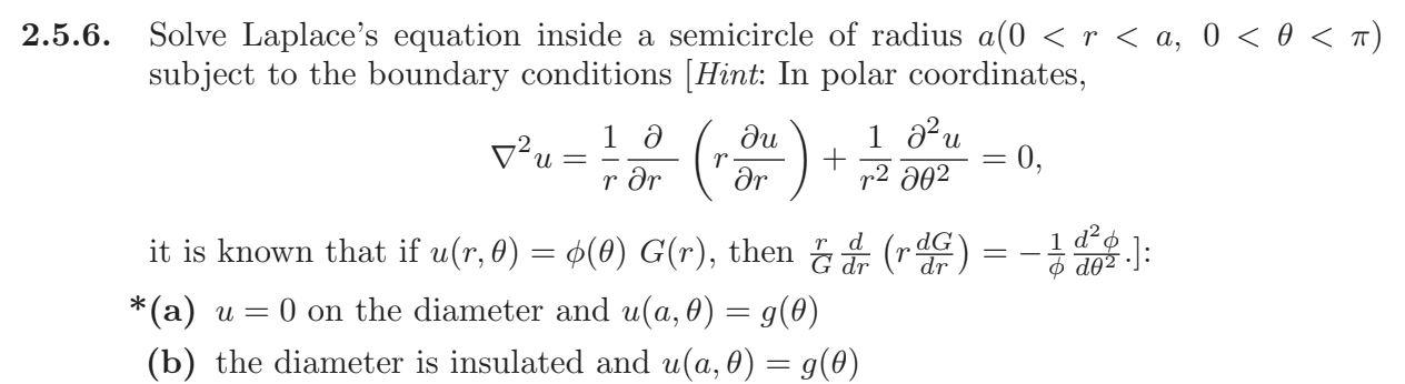 Solved 2.5.6. r + rər Solve Laplace's equation inside a | Chegg.com