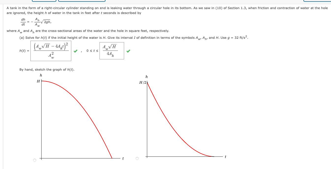 Solved A tank in the form of a rightcircular cylinder