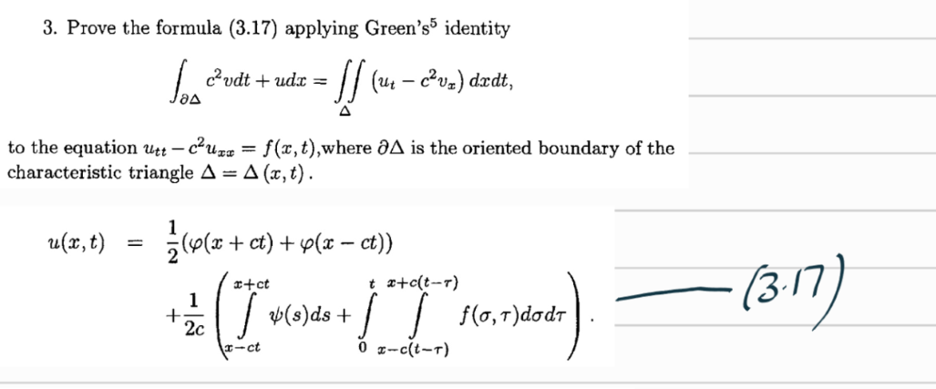 Solved 3. Prove the formula (3.17) applying Green’s identity | Chegg.com