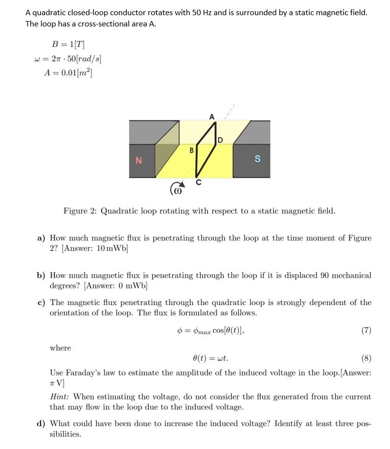 Solved A quadratic closed-loop conductor rotates with 50 Hz | Chegg.com