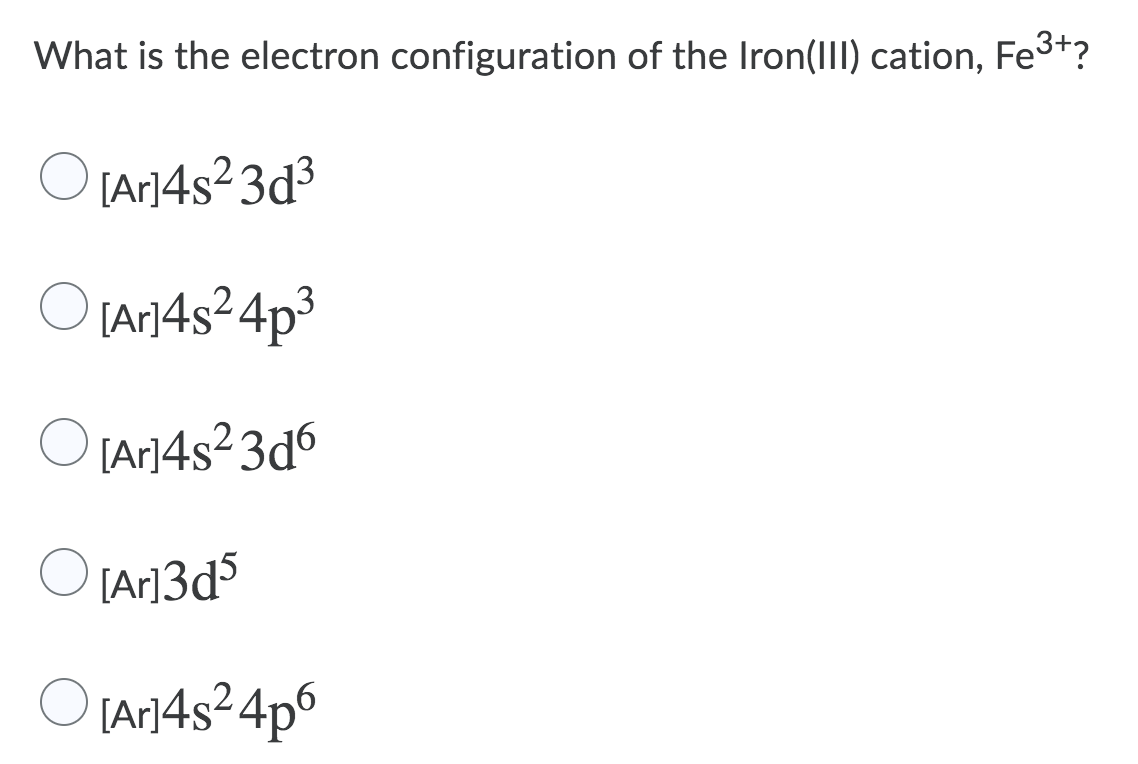 electron configuration for iron