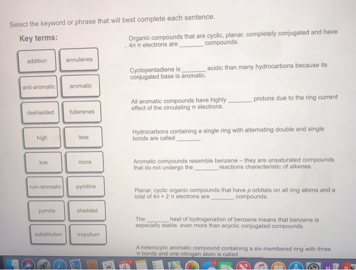 Solved Select The Keyword Or Phrase That Will Best Complete | Chegg.com