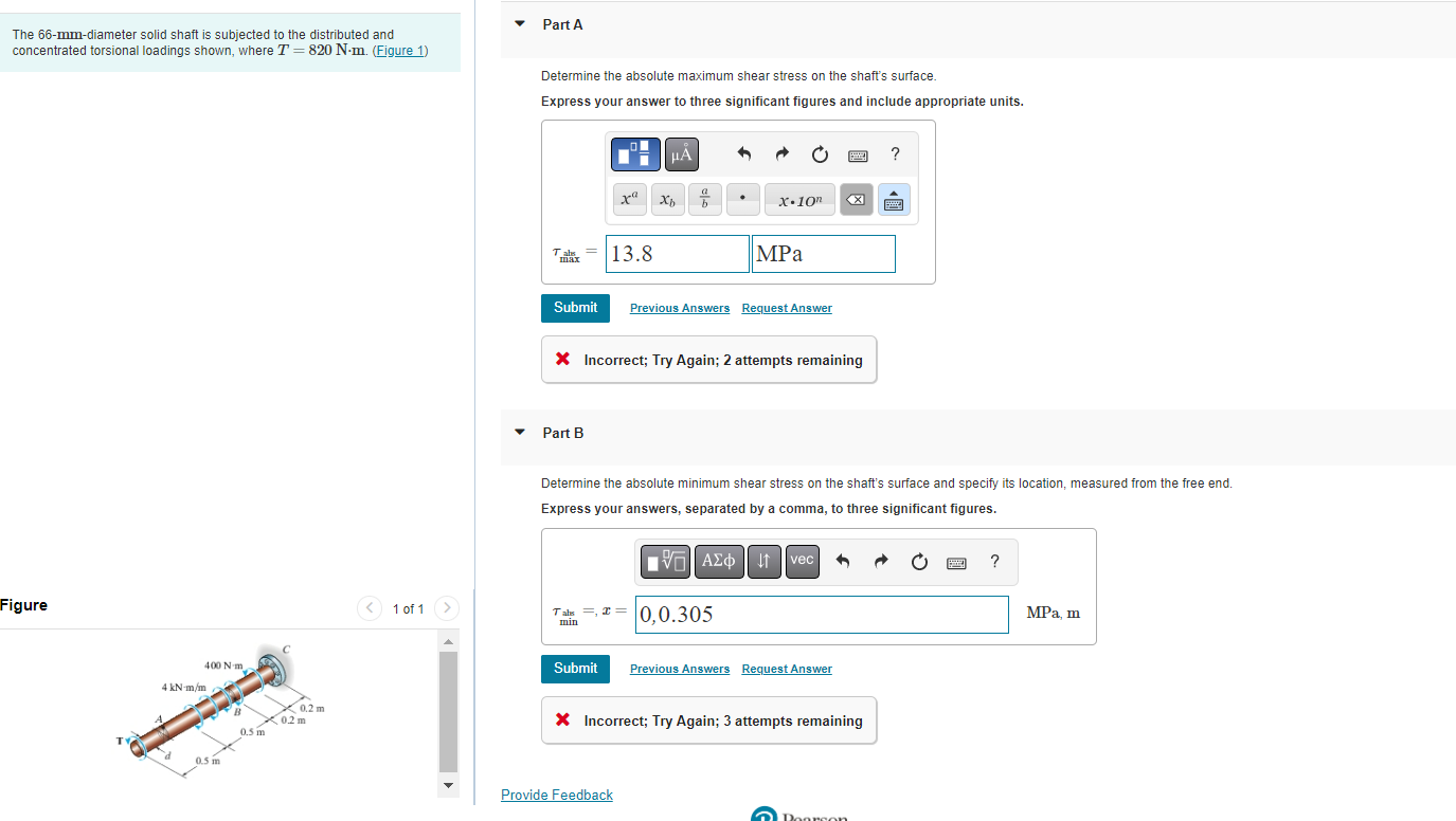 Solved The 66-mm-diameter solid shaft is subjected to the | Chegg.com