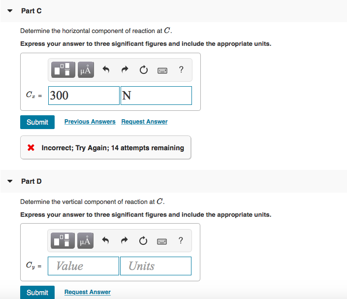 Solved Part A Determine the components of reaction at A and | Chegg.com